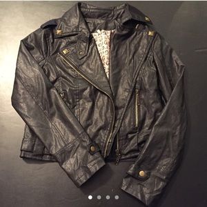 Girls black faux leather jacket